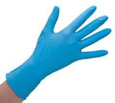 Handschoen nitril blauw poedervrij
